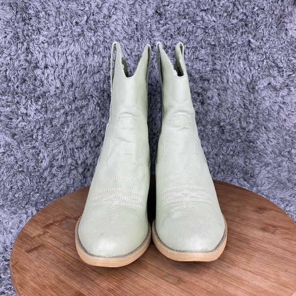 Very Volatile Green Leather Rhinestone Cowboy Boots Women's Size 7 - Picture 3 of 10